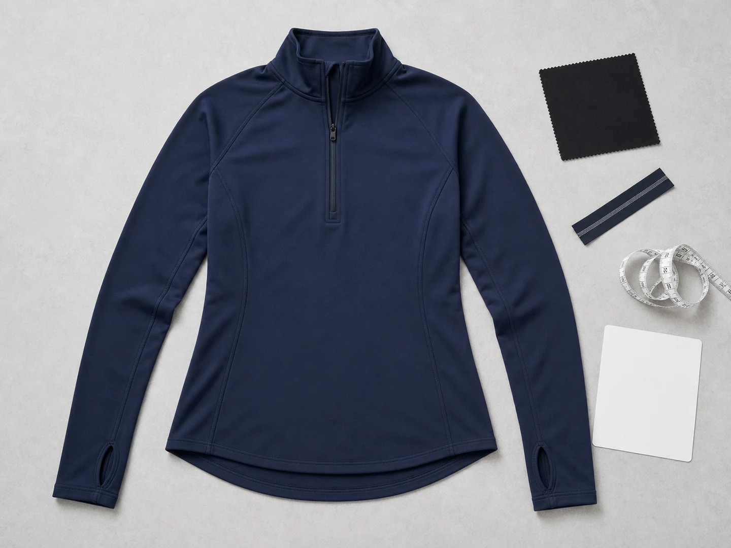 Navy activewear top reference used to plan a focused first clothing line